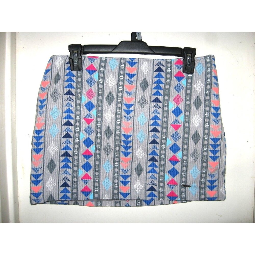Hollister Mini Skirt Gray Geometric Diamond Triangle Multicolor Lined Size 9